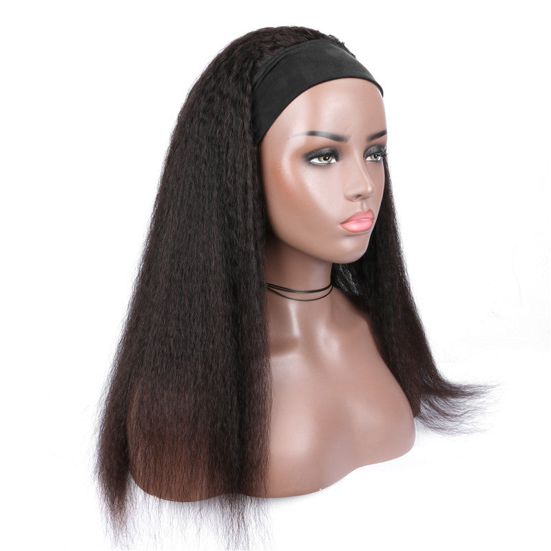 HeadBand Wig | Virgin Hair | Black | Yaki Straight | 14 inches |